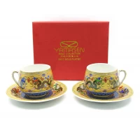 Сервиз фарфор (2SCS1007-4) 2 чашки +2 блюдца Драконы (110 мл)(h-5,2см, d-5,3см, блюдце d-11см)