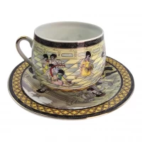 Сервиз фарфор (SCS78) 1 чашка+1 блюдце Танцовщицы (110 мл)(h-5,2см, d-5,3см,блюдце d-11см)