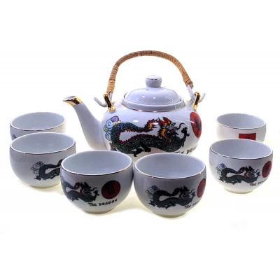 Сервиз фарфор (TSR6017-5) 1 чайник+6 чашек "Дракон" (12шт.в ящ.) код 22538