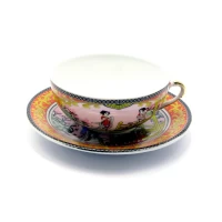 Чашка+блюдце фарфор (150мл)(SBS112-4) Золотой (h-4,5см,d-9,5см d блюдца-13см)