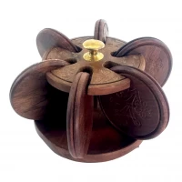 УЦЕНКА Подстаканник розовое дерево круглый Лепестки (18х18х10 см) (COSTER MELAN)