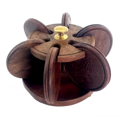 УЦЕНКА Подстаканник розовое дерево круглый Лепестки (18х18х10 см) (COSTER MELAN) УЦЕНКА Подстаканник розовое дерево круглый Лепестки (18х18х10 см) (COSTER MELAN)