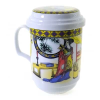 Чашка заварочная с ситом (330мл.)(BFC24) 3 девушки (h-13cм, d-7,5см)