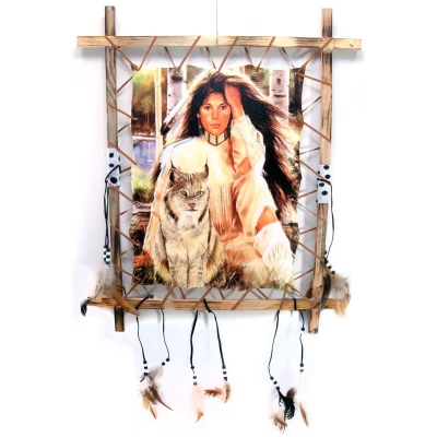 Тотем Девушка с рысью (50х60 см)A