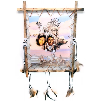 Тотем Индейцы с животными (50х60 см)E