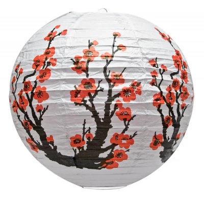 Фонарь белый бумажный "Сакура" (d-40 см) код 22962