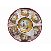 Сервиз круглый фарфор (110 мл)(6SCS1121-A) 6 чашек+ 6 блюдецДевушки(h-5,5см, d-5см,d блюдца 11 см)