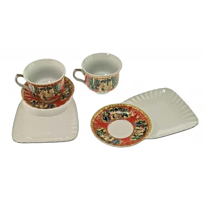 Сервиз фарфор (2C86-1) 2 чашки + 2 блюдца  "Красный" (12 шт. в ящ.) код 23127