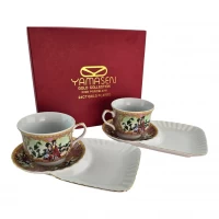 Сервиз фарфор (170 мл)(2C108-8) 2 чашки + 2 блюдца Розовый (h-6,5 см,d-8,5см,блюдце 21х12 см)