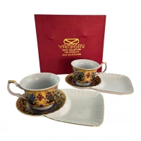 Сервиз фарфор (170 мл)(2C1007-4) 2 чашки + 2 блюдца Драконы (h-6,5 см,d-8,5см,блюдце 21х12 см)
