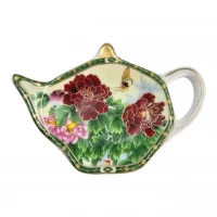 Подставка под чайные пакетики (11,5см.) Пионы с бабочкой