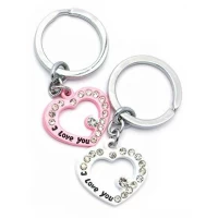 Брелоки для влюбленных (Q) Сердечки бело-розовые