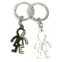 Брелоки для влюбленных (Q) Мальчик и девочка черно-белые