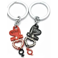 Брелоки для влюбленных (Q) Сердечки красный-черный