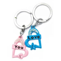 Брелоки для влюбленных (Q) Сердечки сине-розовые