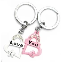 Брелоки для влюбленных (Q) Сердечки бело-розовые