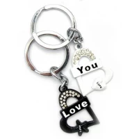 Брелоки для влюбленных (Q) Сердечки черно-белые