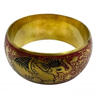 Браслет бронзовый с эмалью и гравировкой Слоны красный (d-7,8 ; 6,5. h-3 см)