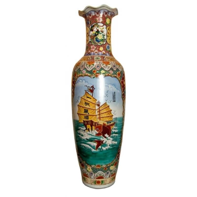 Ваза керамическая Корабль с рыбой и фазаны (132 см)