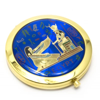 Зеркальце косметическое Египет  золото (d-7 см)(в коробке + чехольчик)