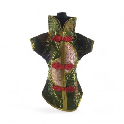 Чехол на бутылку зеленый Кимоно (28х25 см)