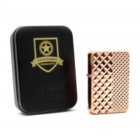 Зажигалка бензиновая Геометрический Орнамент, бронзовая, в подарочной упаковке