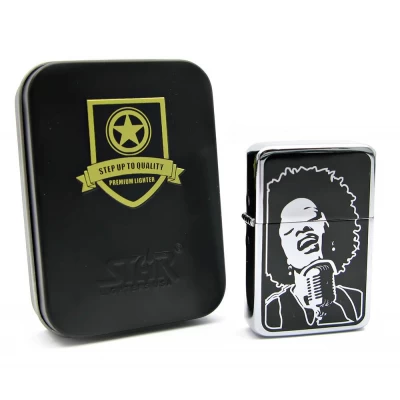 Зажигалка бензиновая, бронзовая, в подарочной упаковке (T01-7915d) код 24053