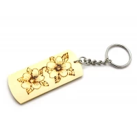 Брелок бамбуковый (I) Цветы (24 шт/уп)