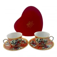 Сервиз фарфор Девушки – 2 чашки + 2 блюдца (200мл)(h-6см,d-8см,d блюдца 14 см)