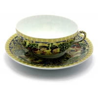 Чашка+блюдце фарфор (150мл)(SBS86-5) Зеленая ива (h-4,5см,d-9,5см d блюдца-13см)