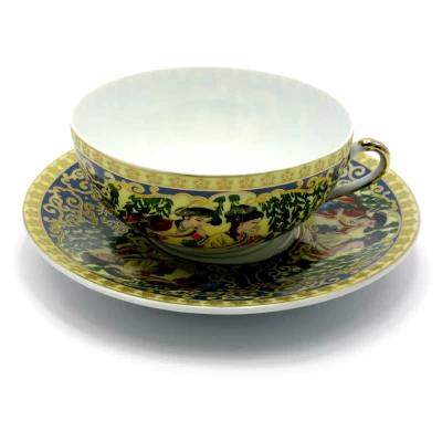 Чашка+блюдце фарфор (SBS86-5) "Зеленая ива" (36шт.в ящ.) код 24422