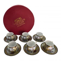 Сервиз круглый фарфор (110 мл)(6SCS112-5) 6 чашек+ 6 блюдец Девушки (h-5,5см, d-5см,d блюдца 11 см