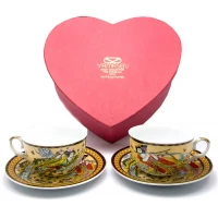 Сервиз фарфор (2JBS29-4) 2 чашки +2 блюдца Девушки (210 мл)(h-6см,d-10см,d блюдца-15 см)