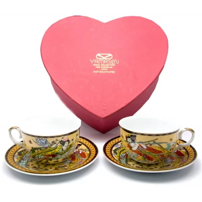 Сервиз фарфор (2JBS29-4) 2 чашки +2 блюдца "Девушки" (16 шт. в ящ.) код 24437