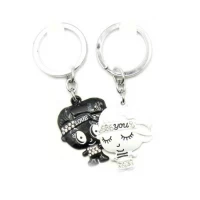 Брелоки  для влюбленных (Q) Мальчик с девочкой черно-белые