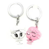 Брелоки  для влюбленных (Q) Мальчик с девочкой бело-розовые