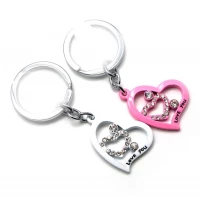 Брелоки  для влюбленных (Q) Сердечки бело-розовые