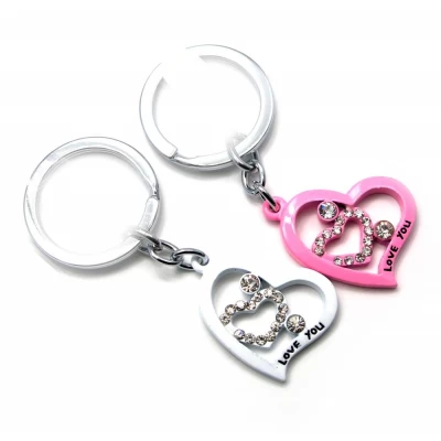 Брелоки  для влюбленных (Q) Сердечки бело-розовые
