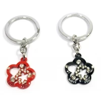 Брелоки  для влюбленных (Q) Цветочки черно-красные