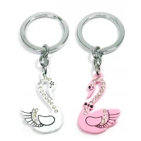 Брелоки  для влюбленных (Q) Лебеди бело-розовые