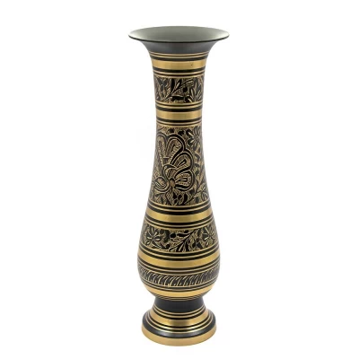 Ваза бронзовая черная (29х9х9 см) Ваза бронзовая черная (29х9х9 см)(Flower vase Glass Black Ord./Clr 12") код 24755