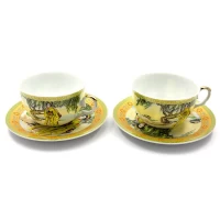 Сервиз фарфор сердце (2JBS136-4) 2 чашки +2 блюдца Желтый (210 мл)(h-6см,d-10см,d блюдца-15 см)