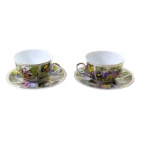 Сервиз фарфор сердце (2JBS138) 2 чашки +2 блюдца (210 мл)(h-6см,d-10см,d блюдца-15 см)