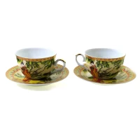 Сервиз фарфор сердце (2JBS140) 2 чашки +2 блюдца Гейша (210 мл)(h-6см,d-10см,d блюдца-15 см)
