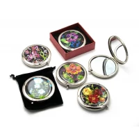 Зеркальце косметическое Перламутр (d-7 см) (в коробке + чехольчик)