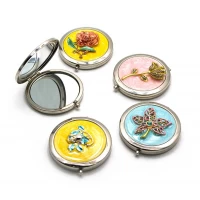 Зеркальце косметическое  Эмаль  (d-7 см)(в коробке + чехольчик)