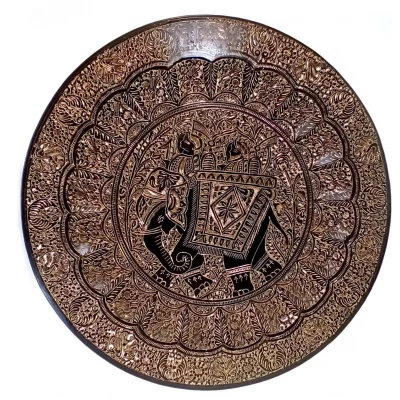 Тарелка бронзовая настенная Раджа на слоне (48,5 см)