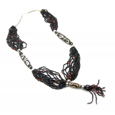 Бусы из бисера с костянными вставками код 25903