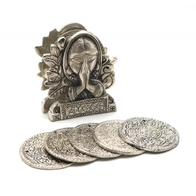 Подстаканники "Девушка " (н-р 6 шт) металл (10,5х8,5х4 см)(Непал) код 25924