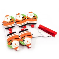 Украшалочки Дед мороз прищепка дерево (н-р 6 шт) ЦЕНА ЗА НАБОР